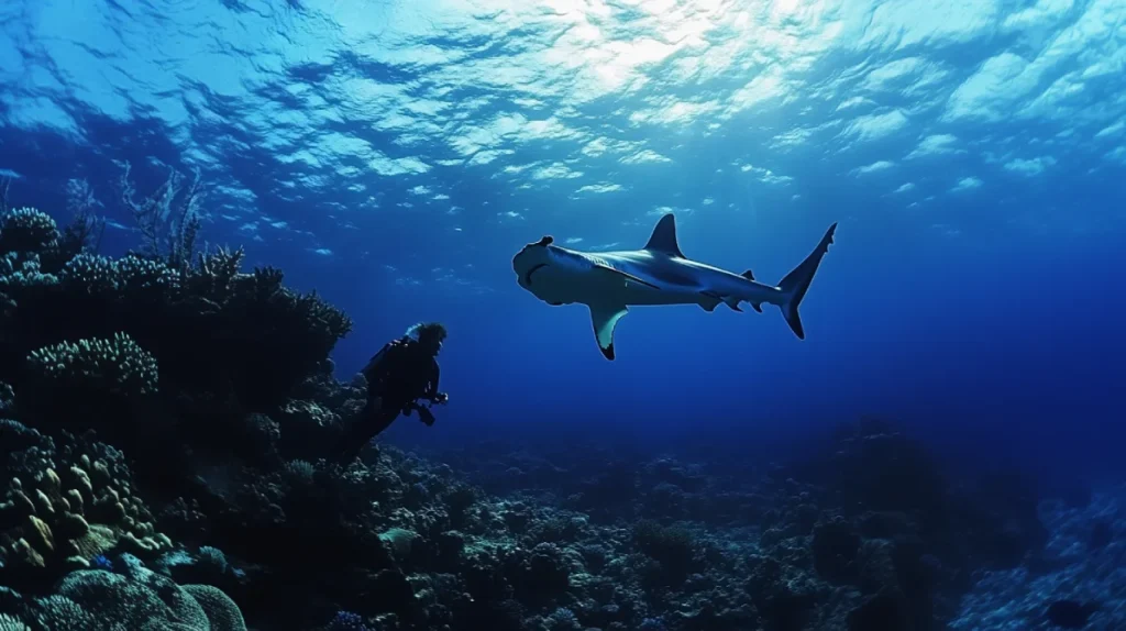 get diving experience with hammerhead shark in belongas bay with Selong Selo Luxury Villa and Resort, Lombok, Indonesia